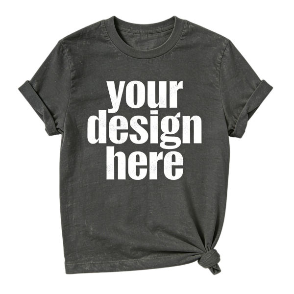 Dark Grey Acid Wash Rolled Sleeve T-Shirt (Knot Detail)