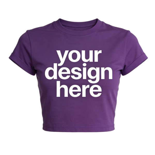 Purple Rolled Sleeve Crop T-Shirt