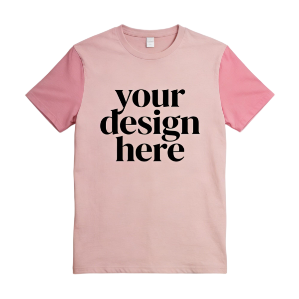 Blush Pink Contrast Sleeve Casual T-Shirt