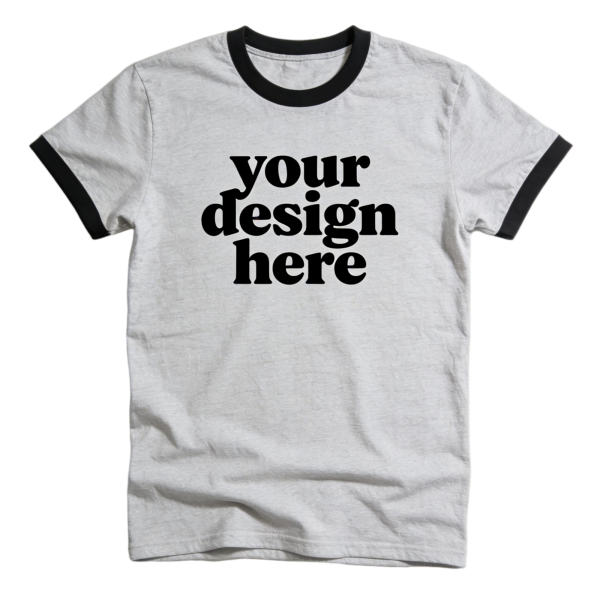 Heather Grey Retro Black Ringer T-Shirt