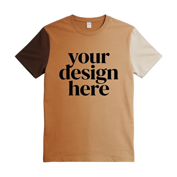 Camel Asymmetrical Color Block T-Shirt